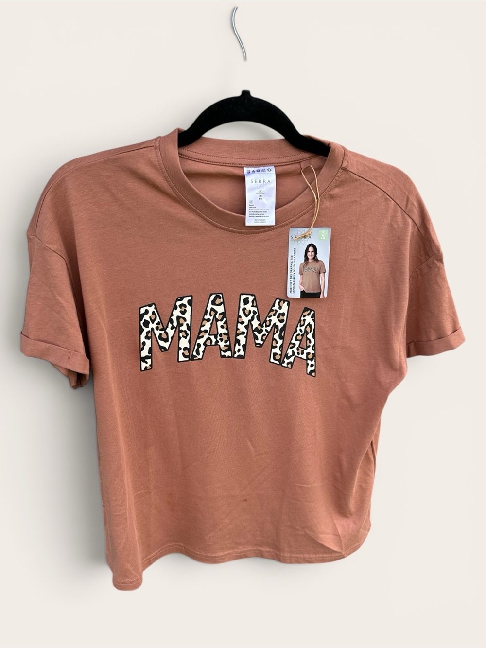 Serra MAMA Leopard Graphic Tee - Rusty Rose